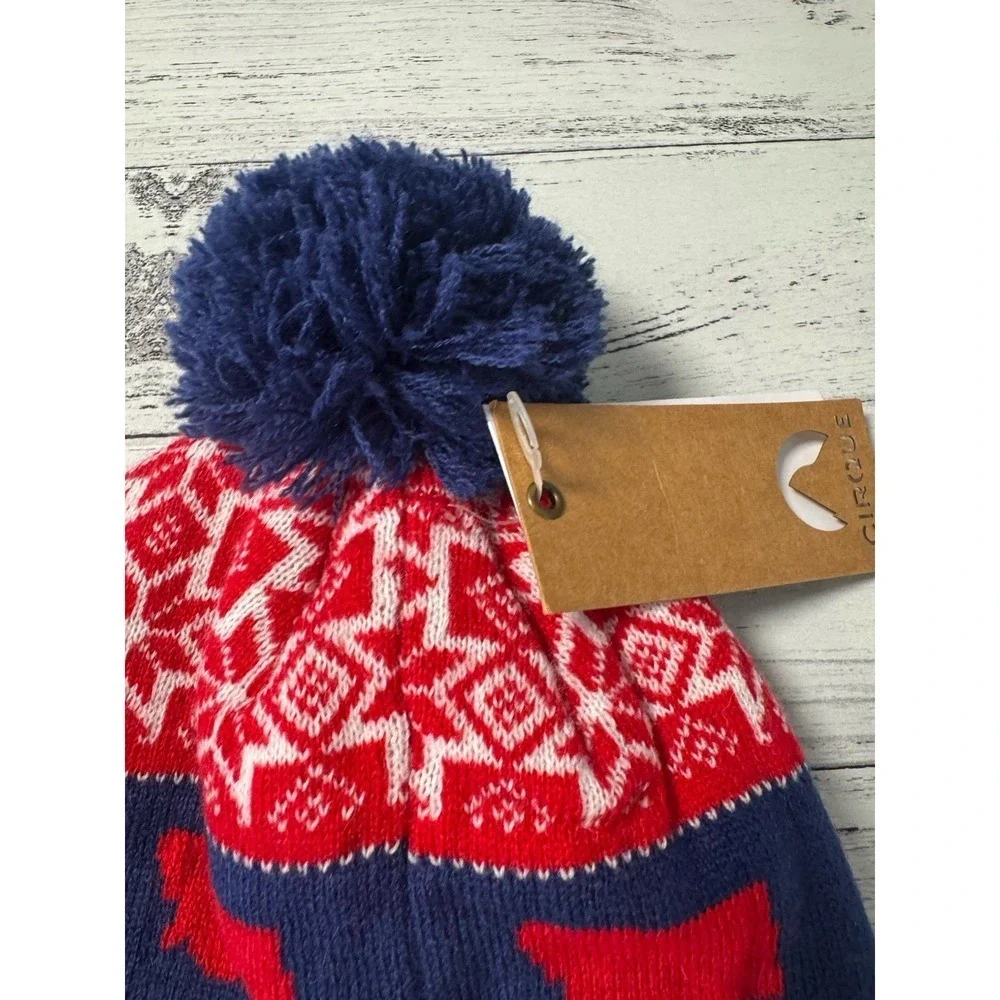 NEW Cirque‎ Montana Blue-Red-White Grand Beanie Soft Knit Cap Unisex One Size